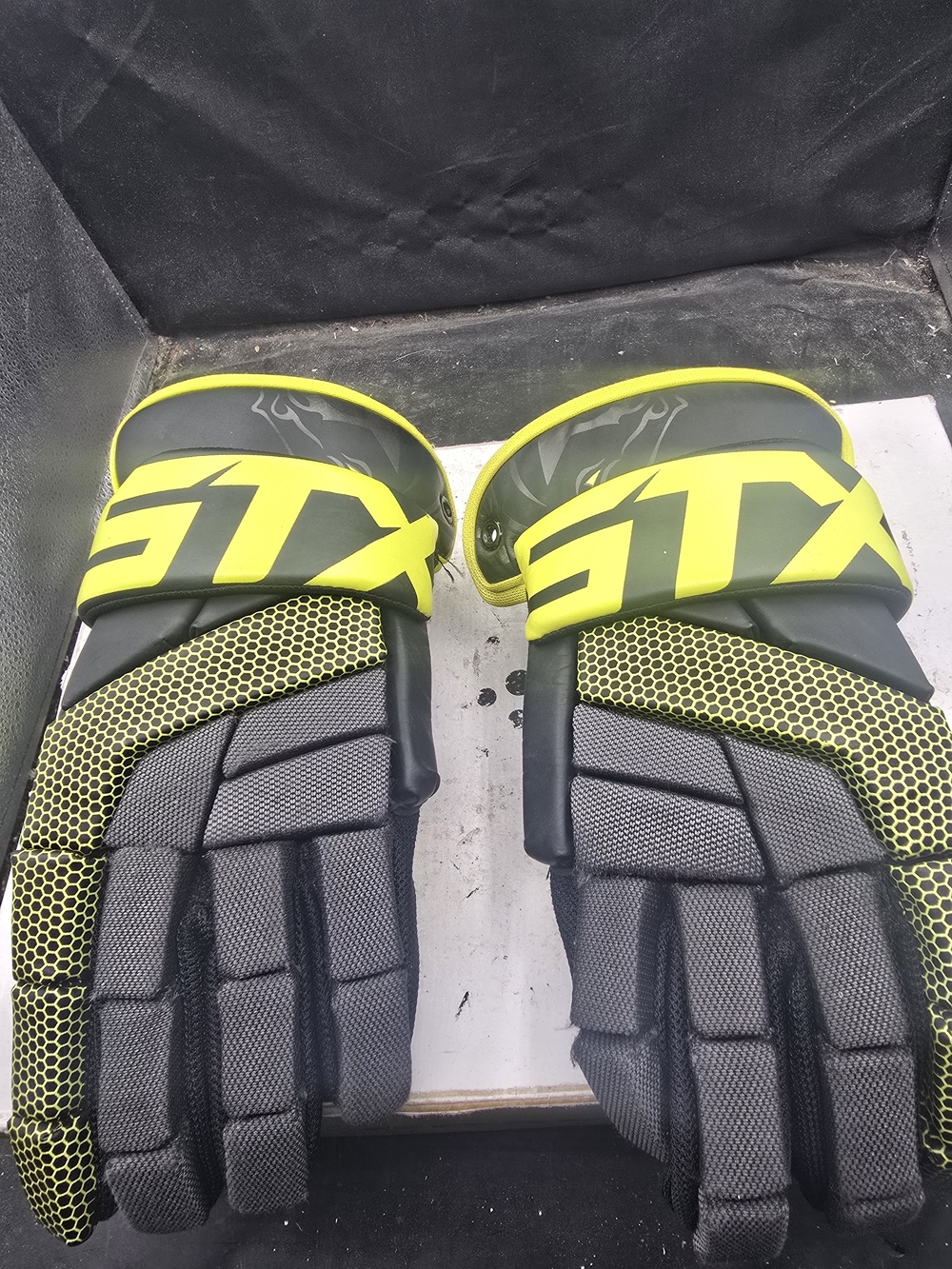 STX Youth Black and Neon Yellow Lacrosse Gloves